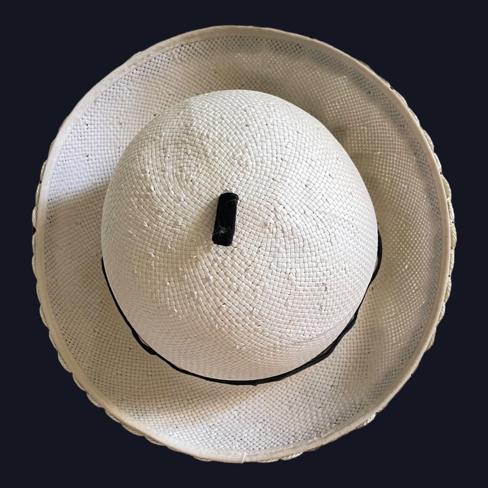Sweet and Innocent Vintage Eric Javits 1980’s Black & White Derby Pillbox Hat - Picture 3 of 15